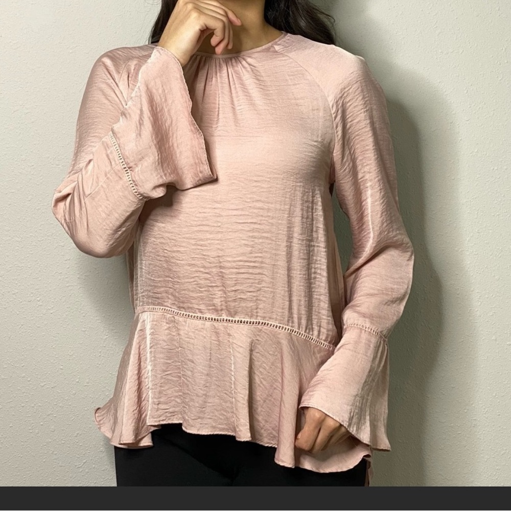 Mossimo Boho Long Sleeve Blouse Light Pink